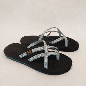 Teva Olawahu Sandals Womens 9 Blue Strappy Foam Flip Flops Comfort Beach 6840, v